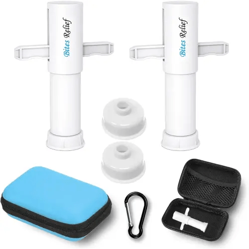 Bug Bite Itch Relief Suction Tool 2 Packs with Carrying Case Blue & Carabiner Clip | Vacuum Venom Extractor | Kid Friendly Nature Reduce for Bug Bite & Sting for Hiking Camping & Outdoor Activities