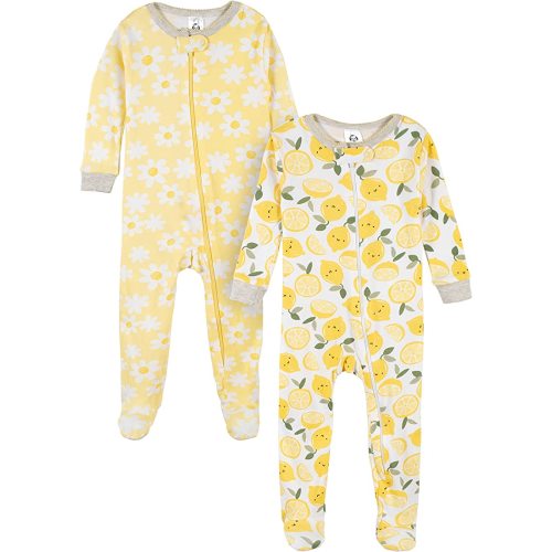 Gerber Baby Girls' 2-Pack Footed Pajamas