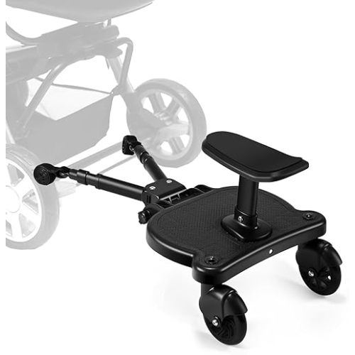 Universal Stroller Board with Detachable Seat,Stroller Board,Buggy Board Suitable for Most Brands of Strollers, Holds Children Up to 55lbs (Black)