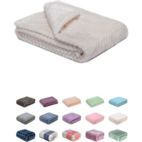 Fuzzy Blanket or Fluffy Blanket for Baby, Soft Warm Cozy Coral Fleece Toddler, Infant or Newborn Receiving Blanket for Crib, Stroller, Travel, Decorative (28Wx40L, XS-White)