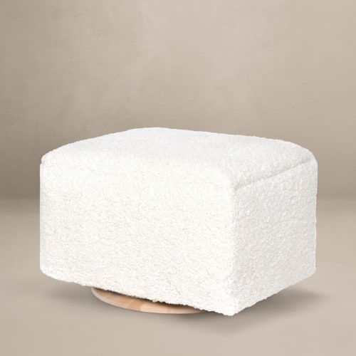 Small Stationary Rectangle Ottoman With Wood Base