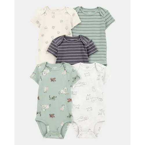 Baby Boy 5-Pack Dog Short-Sleeve Cotton Bodysuits | Carter's