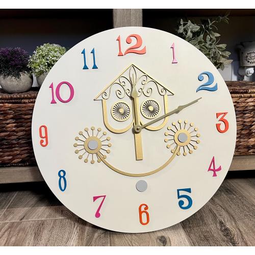 Small World Clock, Painted Clock, Wall Clock, Whimsical Decor, Large Clock