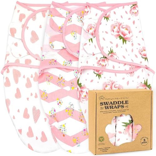 Bublo Baby Newborn Swaddle Blanket for 0-3 Month, Swaddles for Newborns Baby Girls Boys, 100% Organic Cotton Nursery Swaddling Blankets, Adjustable Sleep Sack for Babies (3-Pack)