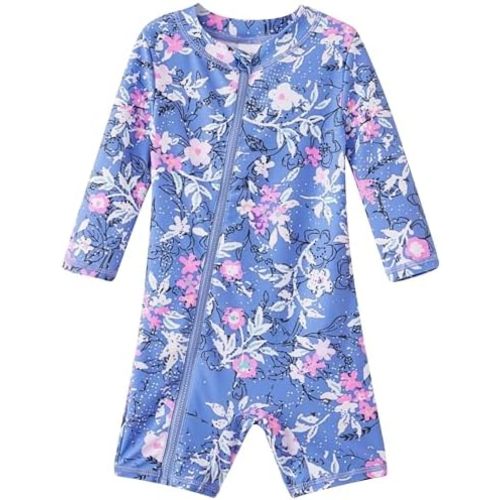 UMELOK Baby Girls' One Piece Swimsuit Full Zip UPF 50+ Sun Protection Swimwear Rash Guard Swim Suit