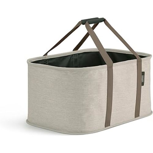Joseph Joseph Hold-All, Collapsible 35L/9.25 Gallon Washing Laundry Basket Bag, Durable Fabric, Moisture Resistant - Ecru