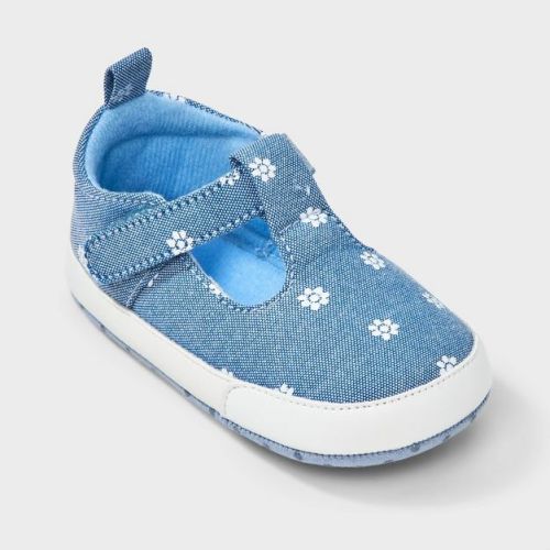 Baby Girls' Chambray Flower Sneakers - Cat & Jack™ Blue 0-3m