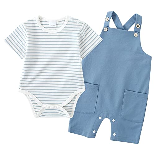 YALLET Baby Boy Clothes Infant Boy Summer Outfits 3 6 12 18 Months Romper+Bib Suspender Shorts Bodysuit Overalls Set
