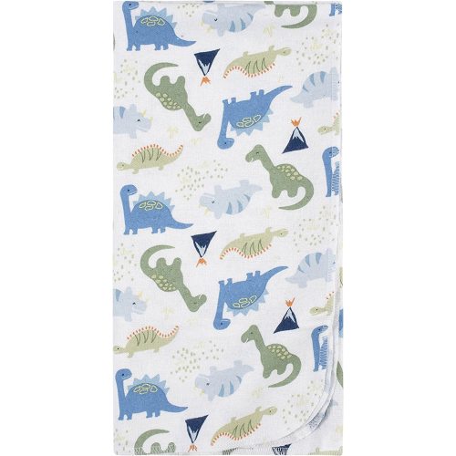 Gerber Boys Newborn Infant Baby Toddler Nursery 100% Cotton Flannel Receiving Swaddle Blanket, Dinosaur Blue, 5 Count (Pack of 1) - Boys and Girls Newborn Infant Baby Toddler Nursery 100% Cotton Flannel Receiving Swaddle Blanket - 5-Pack