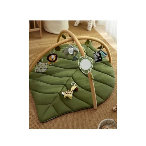 Blissful Diary Baby Play Gym & Activity Mat, Oversize Leaf Shaped Baby Play Mat w 6 Detachable Toys, Tummy Time Mat Promote Motor Skills & Sensory Development Mat, Newborn Infant Baby Essentials Gift