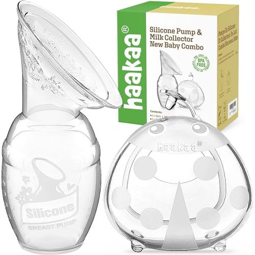 Haakaa Manual Breast Pump 4oz/100ml and Ladybug Milk Collector 2.5oz/75ml Combo for Breastfeeding, Made of Food Grade Silicone - 100ml Pump + 75ml Ladybug Collectorx1