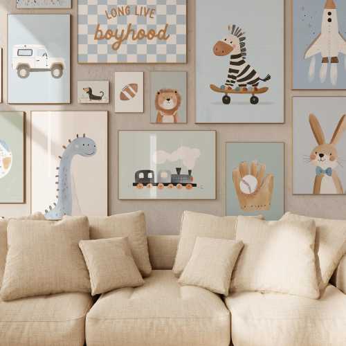 Boys Nursery Wall Art Bundle Blue Prints, Adventure-Themed Boys Room Decor, Animal and Space Prints, Boys Bedroom Wall Art, Digital Prints