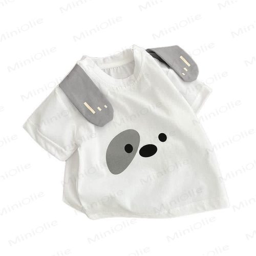 Baby White Puppy T-Shirt/Denim Shorts