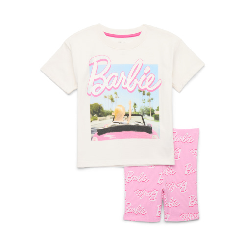Barbie Toddler Girl Graphic Tee and Bike Shorts Set, 2-Piece, Sizes 12M-5T