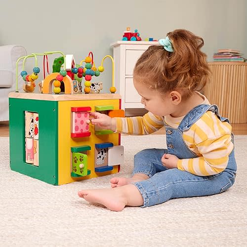 Battat - Activity Cube With Farm Theme - Educational Wooden Toys For Toddlers And Kids - 1 Year +
