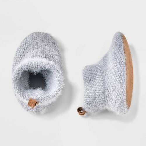 Baby Feathered Heavyweight Knitted Slippers - Cloud Island™ Gray, Size: 0-3M