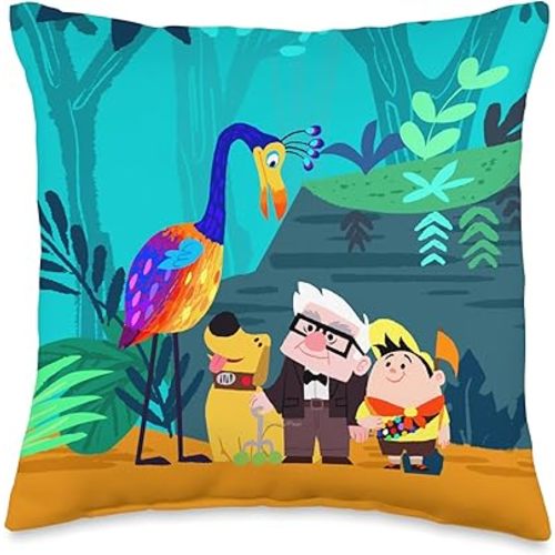 Disney and Pixar’s Up Carl Russell Dug Kevin Paradise Falls Throw Pillow