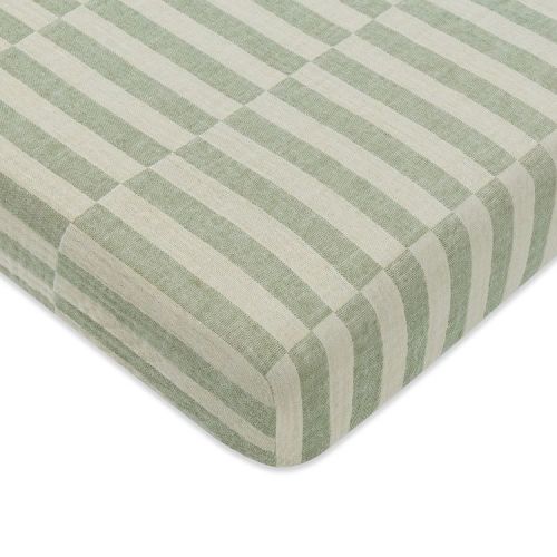 Babyletto Muslin Mini Crib Sheet, GOTS Certified Organic Cotton - Moss Stripe