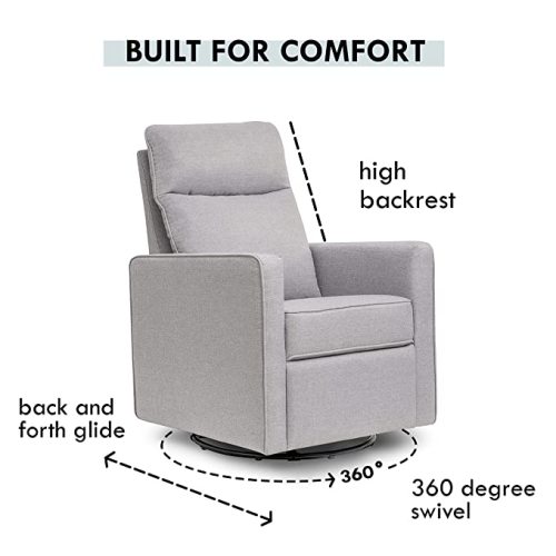 DaVinci Gabby Pillowback Swivel Glider in Polyester, Misty Grey, Greenguard Gold & CertiPUR-US Certified - 1 Count (Pack of 1)