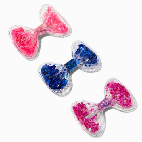 Claire's Club Star Confetti Shaker Hair Bow Clips - 6 Pack | Claire's US