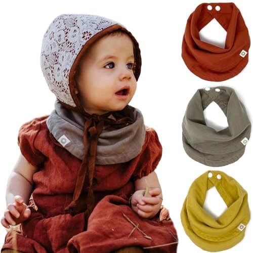 Kishu Baby Indi - Fairtrade Organic Baby Bibs for Girls or Boys - Rounded, 4-Way Reversible, 8 Layer Muslin Drool Bibs