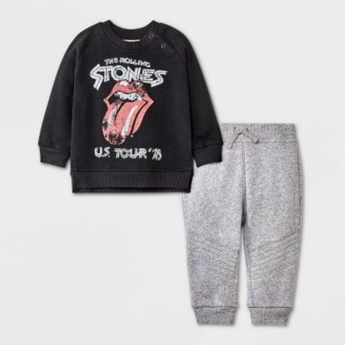 Baby Boys' Rolling Stone Solid Top And Bottom Set - Black