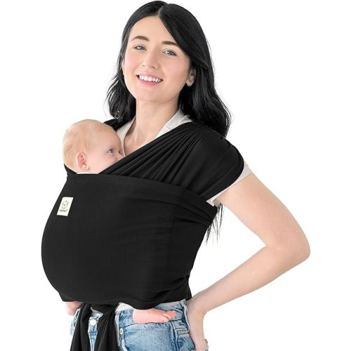 KeaBabies Baby Wrap Carrier Ring Sling - Easy to Wear, Adjustable D-Lite Baby Carrier Newborn to Toddler, Infant Carrying Shirt, Hands Free Bonding, Breathable Fabric Wearing Wrap (Trendy Black)