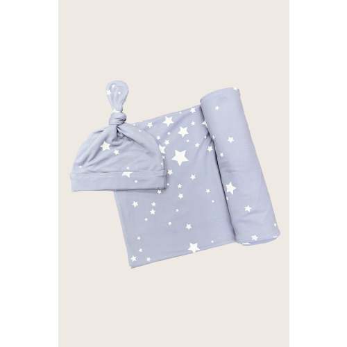 Swaddle & Beanie | Light Blue Stars – MASONgrey