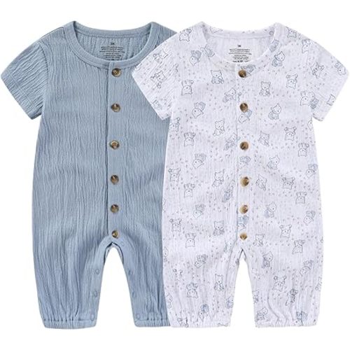 Baby Girl Romper Button Jumpsuit Summer Infant Boy Clothes for 0-24 Months