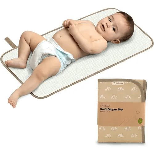 Portable Diaper Changing Pad - Waterproof Baby Changing Pad, Compact Travel Changing Pad for Diaper Bag, Washable Changing Pad for Baby, Foldable Baby Changing Mat, Wipeable Change Pad (Rainbow)