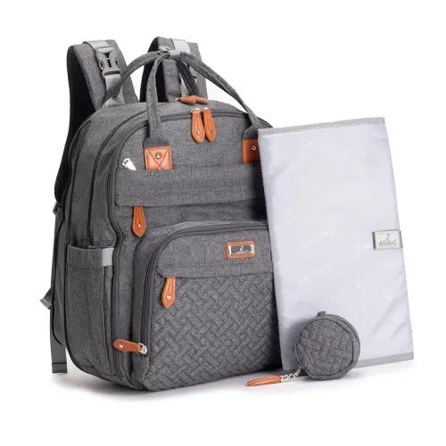 BabbleRoo Extra Large Diaper Bag Backpack, Expandable Baby Bag with Up to 50% More Capacity - Travel Essentials Baby Bag Tote with Changing Pad, Stroller Straps & Pacifier Case - Unisex, Dark Gray