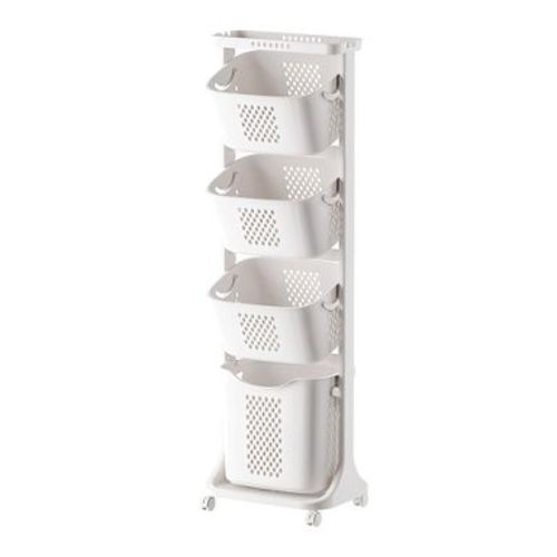 Racxily 4-Tier Laundry Hamper Sorter, Laundry Storage Organizer with Wheels Removable Rolling Laundry Baskets, White