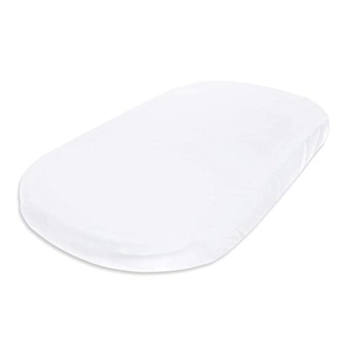 Burt's Bees Baby - Bassinet Sheet, Fitted Unisex Boy Girl 100% Organic Jersey Cotton Bassinet Sheet for Standard Bassinet Mattress (Cloud White)