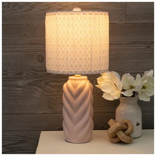 Pink Braid & Floral Lamp