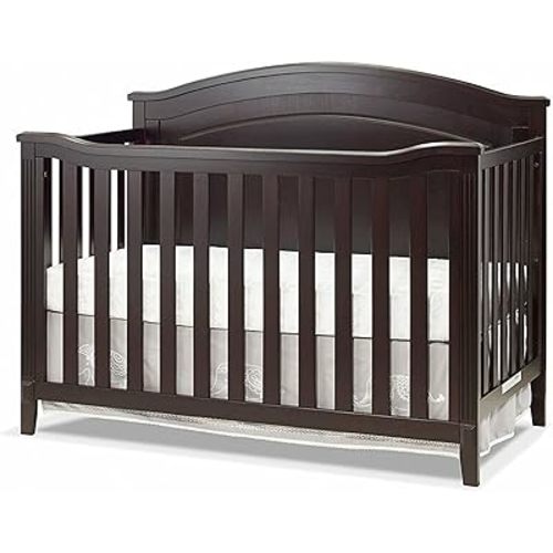SORELLE FURNITURE Berkley Round Top Crib, Classic 4-in-1 Convertible Crib, Made of Wood, Non-Toxic Finish, Wooden Baby Bed, Toddler Bed, Child’s Daybed and Full-Size Bed, Nursery Furniture-Espresso
