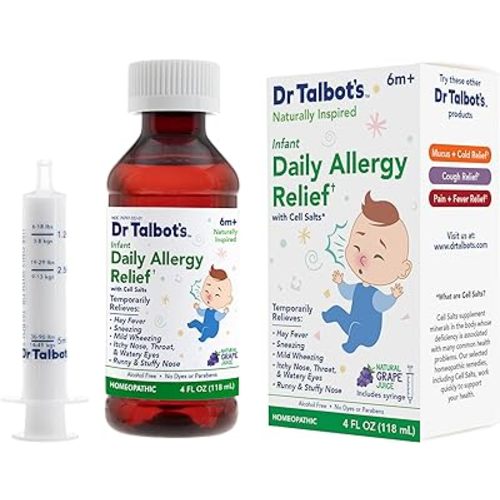 Dr. Talbot's Infant Daily Allergy Relief Liquid Medicine, Naturally Inspired for Babies, Includes Syringe, Grape Juice Flavor, Purple, 4 Fl Oz