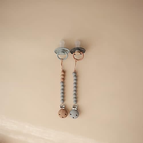 mushie 100% Silicone Baby Pacifier Clip BPA Free | Hera (Stone)