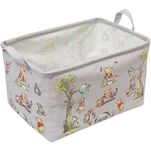 Rectangle Cute Bear Nursery Storage Basket With A Waterproof PE Coating, Foldable Large Canvas Laundry Hamper, Decorative Storage Baskets Suitable For Bathroom and Bedroom (Gray)