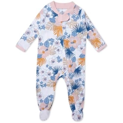HonestBaby Sleep & Play Footed One-Piece Pajama Sleeper 100% Organic Cotton, Baby Girls