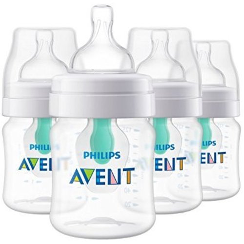Philips Avent Anti-colic Baby Bottle with AirFree vent 4oz 4pk, SCF400/44 - Clear 4oz - 4Pk