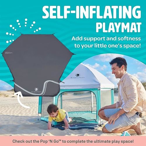 POP 'N GO PLAYPEN Baby Playmat for The Pop 'N Go Baby Playpen - 1.3" Thick Self-Inflating Playmat for Placement Underneath or for Standalone Usage - Soft and Comfy Portable Pad w/Travel Bag