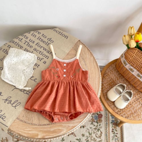 Embroidered Camisole Dress ORANGE 3-6 MONTHS