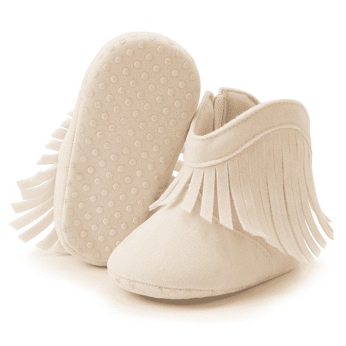 Meckior Unisex Kids Moccasins Shoe, Closed Toe Beige, Size 3-18 Months