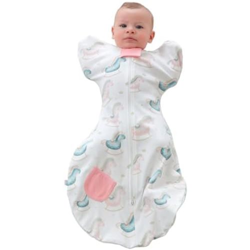 Baby Transition Swaddle Sleep Sack with 2-Way Zipper 100% Cotton Soft Comfortable Sleeping Bag 1.0 TOG