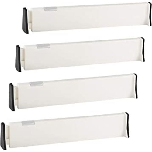 Phyllia Drawer Dividers 4 Pack, Expandable Dresser Drawer Organizers Separators Suitable 13.2-19", Tray Organizer for Silverware and Utensils, Kitchen,Bedroom,Bathroom, Office or Dresser Storage.