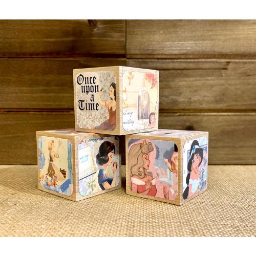 Princess Baby Blocks - Cinderella - Snow White - Sleeping Beauty - Wooden Baby Blocks - Baby Shower - Table Centerpieces - Nursery Room