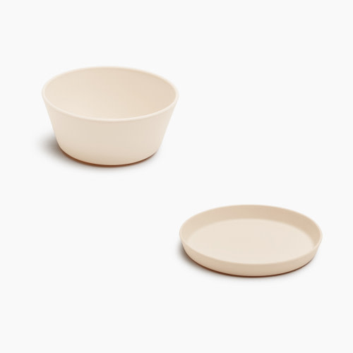 AEIOU Toddler Bowl & Plate Set - Oat