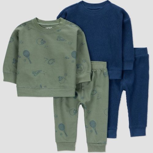 Carter's Just One You® Baby Boys' 4pc "Sports" Top & Bottom Set - Navy Blue/Green