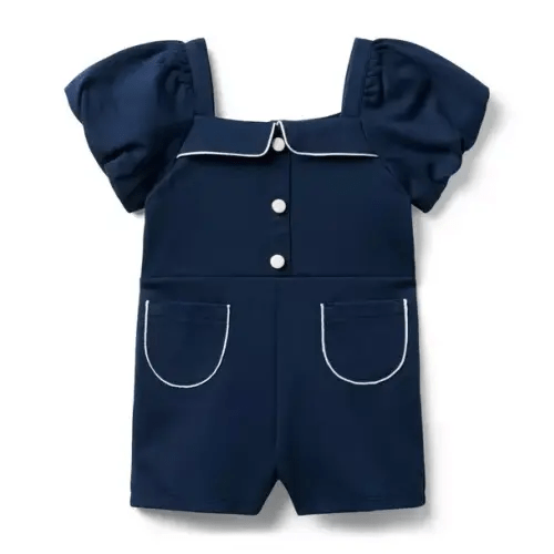 Girl Merchant Marine Puff Sleeve Ponte Romper by Janie and Jack