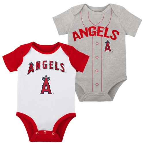 Infant Los Angeles Angels White/Heather Gray Two-Pack Little Slugger Bodysuit Set